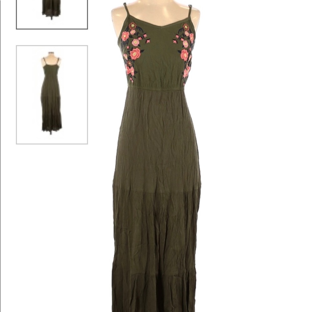 Green Embroidered Maxi Dress